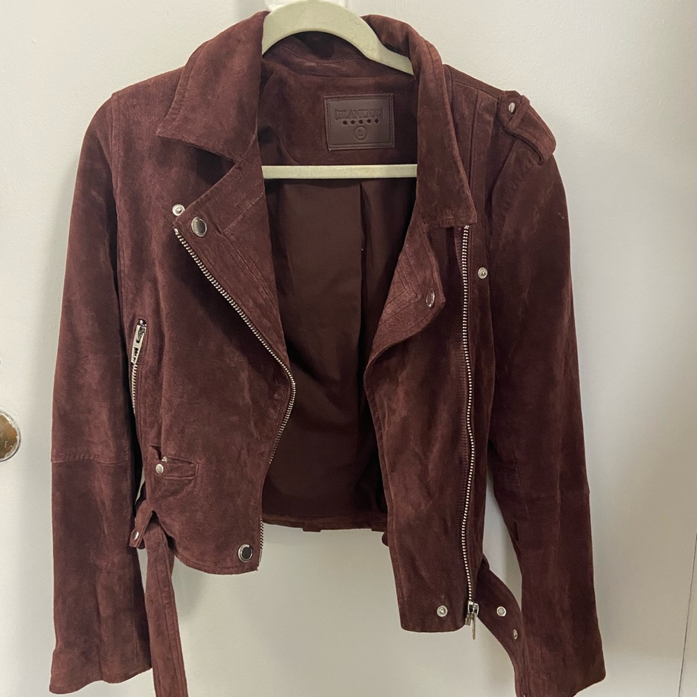 Blanknyc size large faux suede maroon jacket